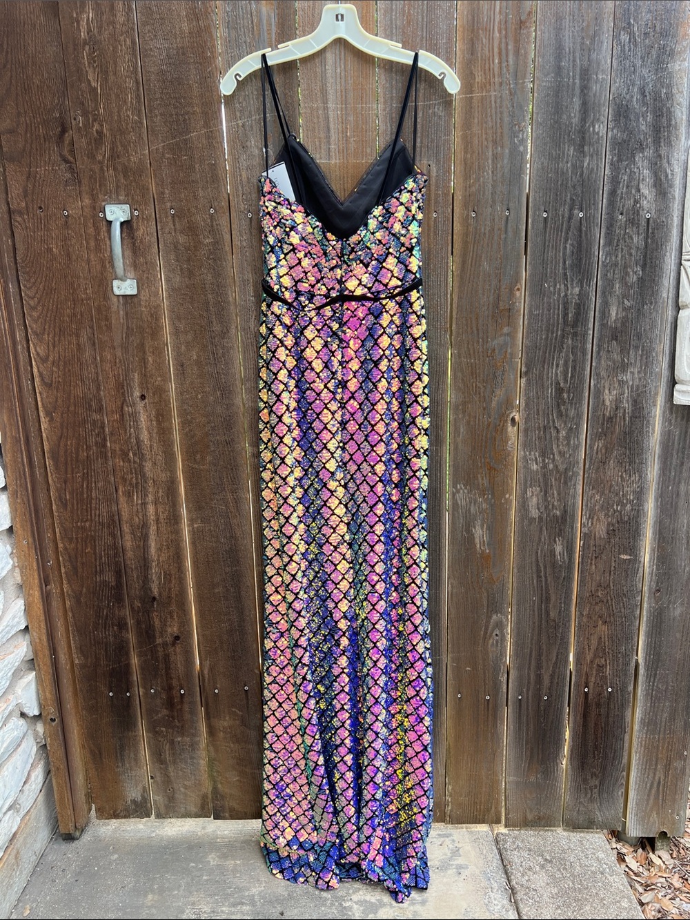 Sequin Mermaid-Scale Evening Gown in Rainbow Hues Size 6 - Picture 3 of 6